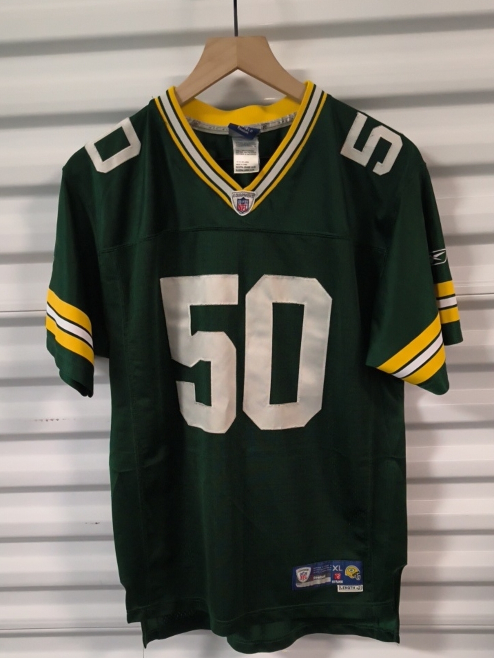 Reebok NFL Green Bay Packers AJ Hawk #50 On Field Jersey Youth XL (18-20)